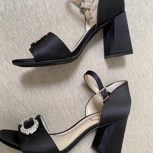 LifeStride Women's Bombshell 2 Dress Sandal Heels Shoes Black Satin Crystals 6.5